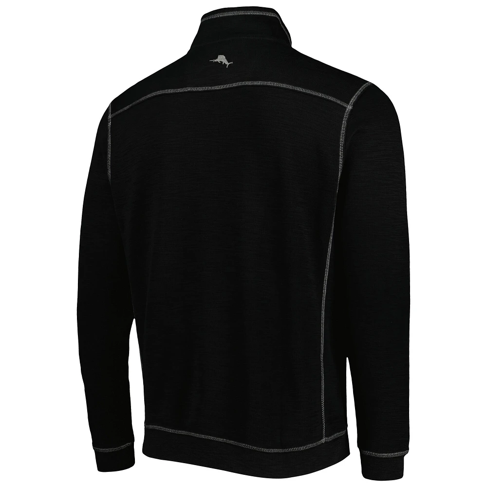 Men's Tommy Bahama Black Georgia Bulldogs Sport Tobago Bay Tri-Blend Mock Neck Half-Zip Jacket