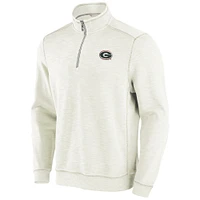 Men's Tommy Bahama Cream Georgia Bulldogs Tobago Bay Half-Zip Tri-Blend Top