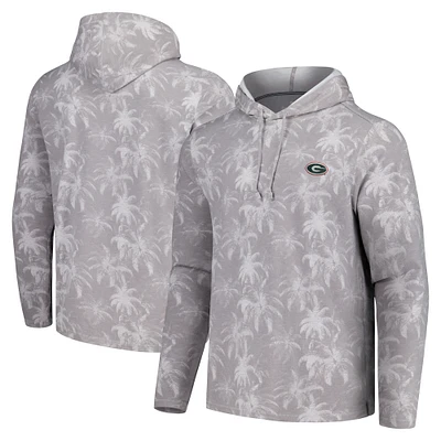 T-shirt à capuche manches longues Tommy Bahama pour hommes, gris, Georgia Bulldogs, Palm Frenzy
