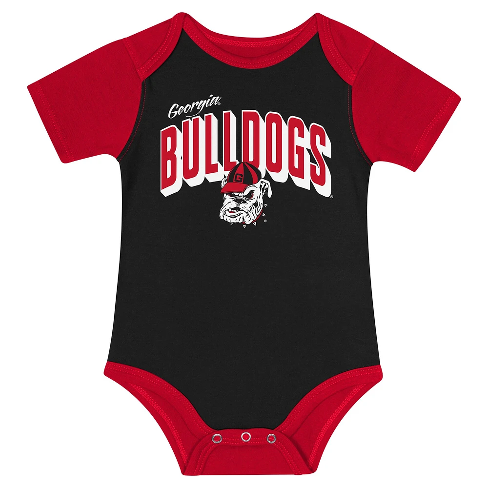 Newborn & Infant Georgia Bulldogs Dynamic Duo Bodysuit, Bib Cuffed Knit Hat Set