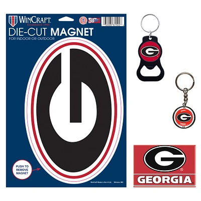 Lot de 4 porte-clés et aimants WinCraft Georgia Bulldogs