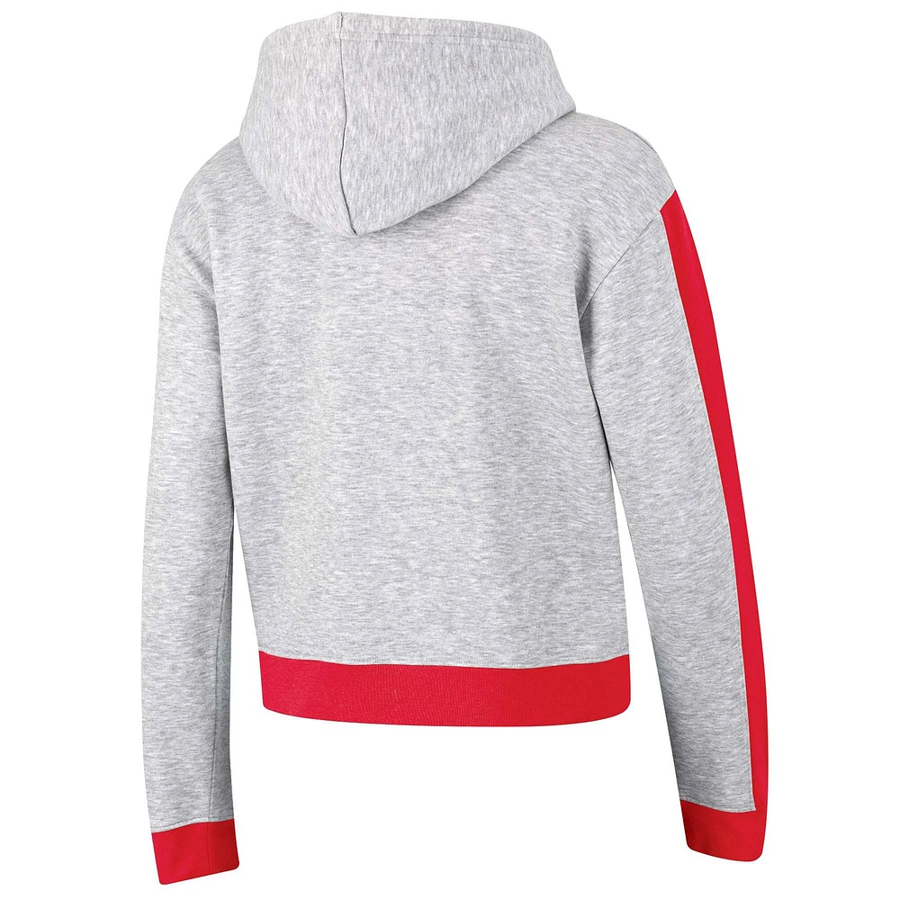 Women's Champion Heathered Gray Georgia Bulldogs Tri-Blend Boxy Cropped Pullover Hoodie