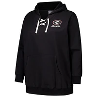 Women's Fanatics Black Georgia Bulldogs Plus Scripy Lace-Up V-Neck Hoodie