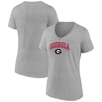 Women's Fanatics Heather Gray Georgia Bulldogs Campus V-Neck T-Shirt