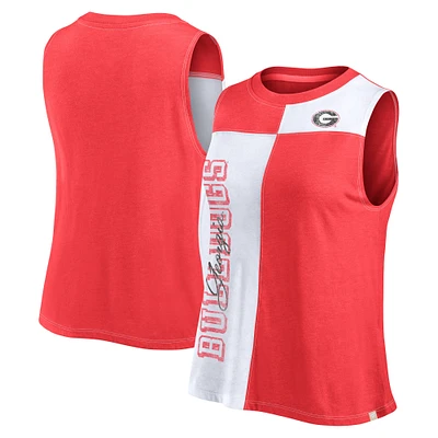 Women's Fanatics Red/White Georgia Bulldogs Colorblock High Neck Tank Top
