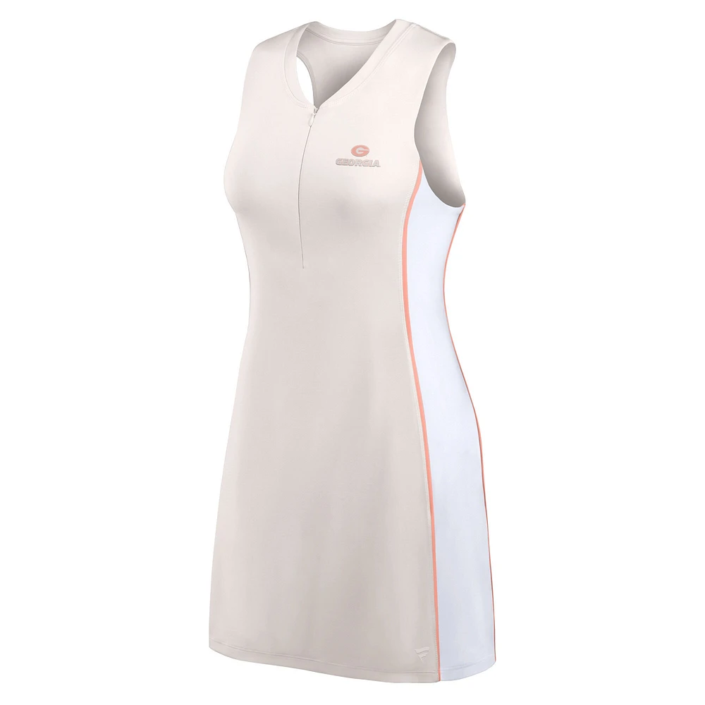 Women's Fanatics White Georgia Bulldogs Studio Boost Athletic Half-Zip Dress