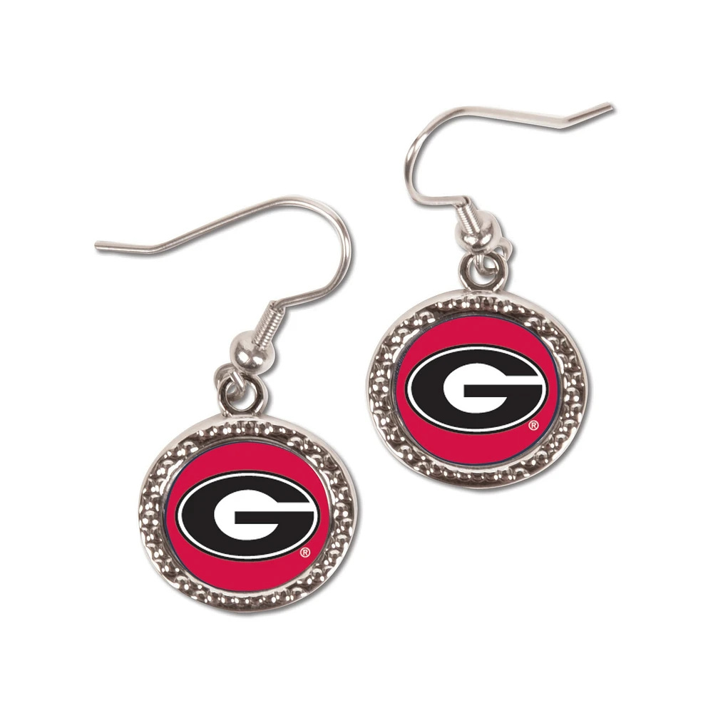 Boucles d'oreilles pendantes rondes Georgia Bulldogs WinCraft pour femmes
