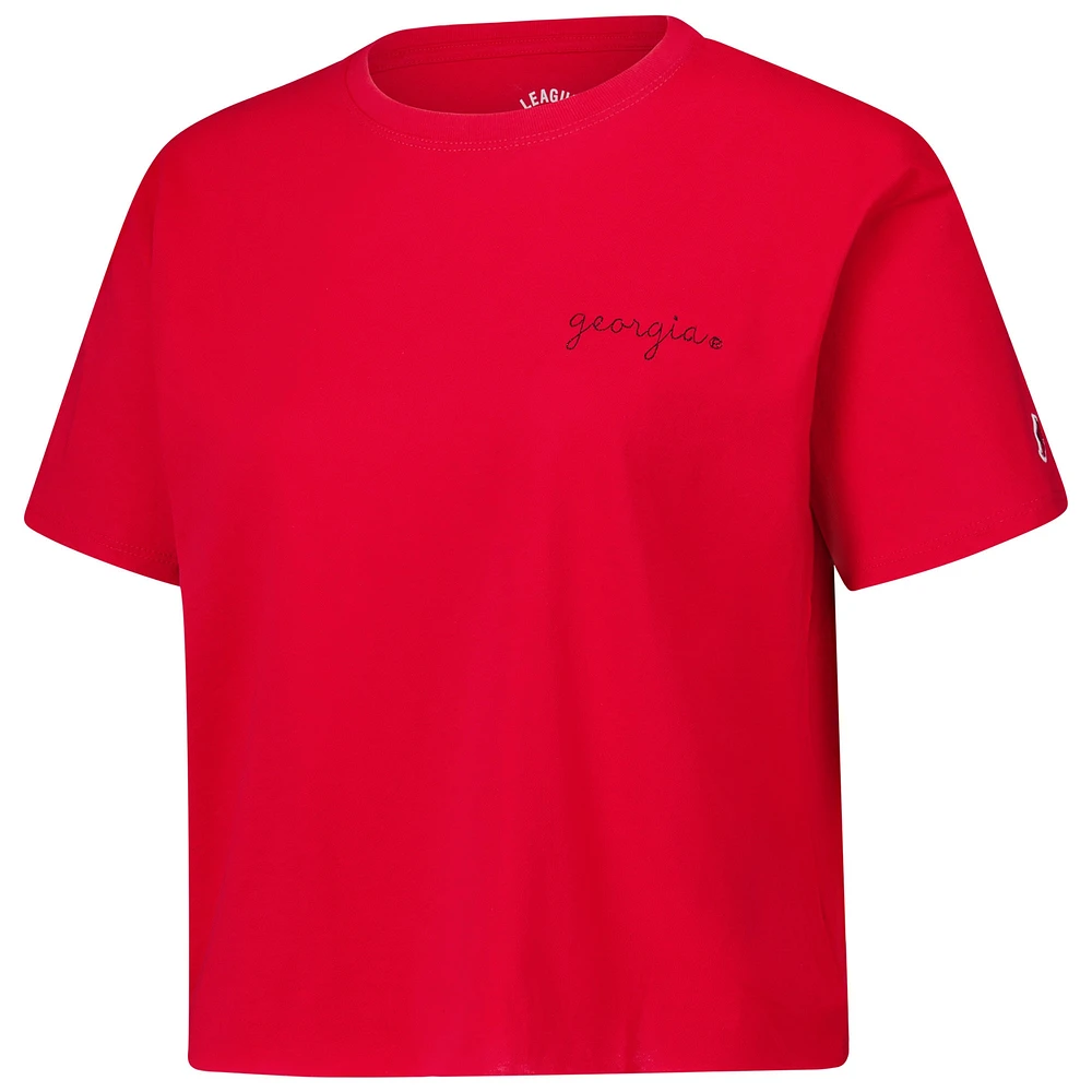 Women's League Collegiate Wear Red Georgia Bulldogs Clothesline Cotton Midi T-Shirt