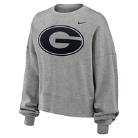 Women's Nike Heather Gray Georgia Bulldogs Oversized Essential Pullover Sweatshirt