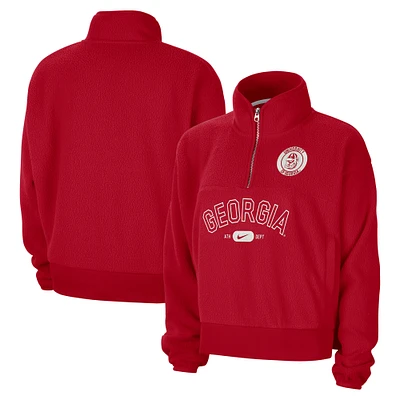 Women's Nike Red Georgia Bulldogs Fly Fleece Quarter-Zip Jacket