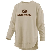 Women's Pressbox Tan Georgia Bulldogs Poncho Fleece Pullover Sweatshirt