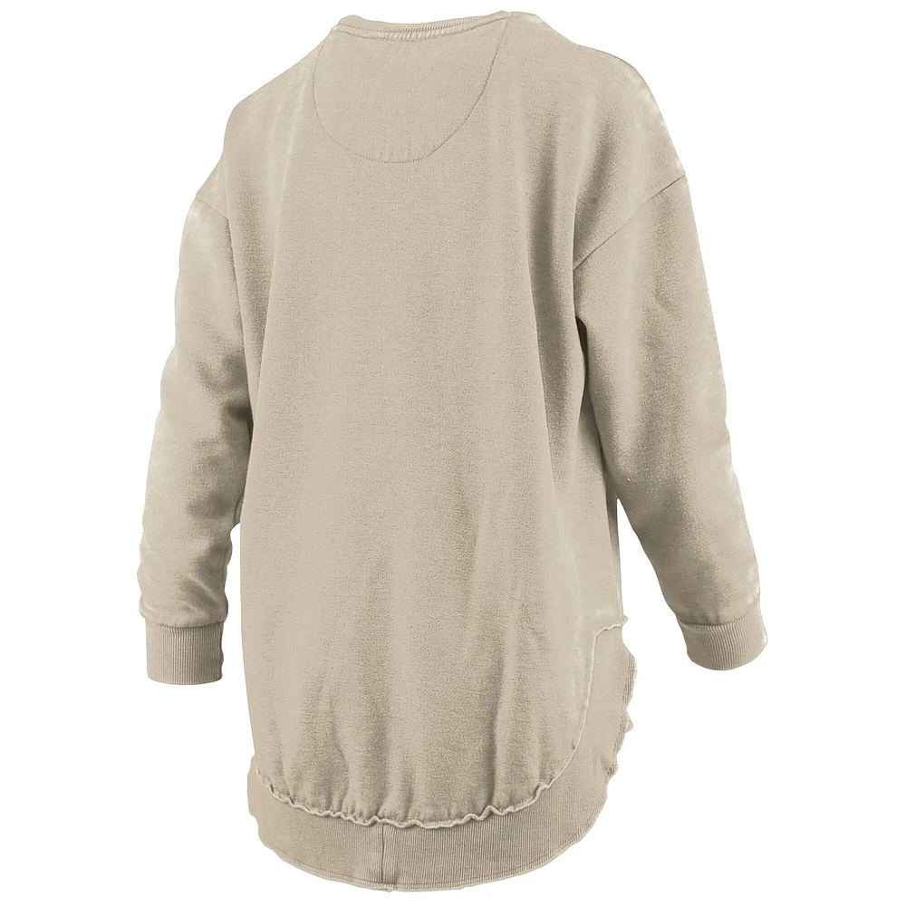 Women's Pressbox Tan Georgia Bulldogs Poncho Fleece Pullover Sweatshirt