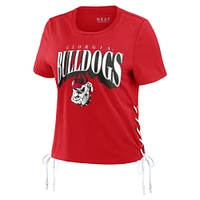 WEAR by Erin Andrews T-shirt court modeste à lacets sur le côté des Georgia Bulldogs pour femmes