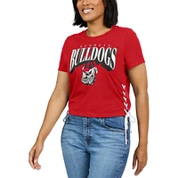 WEAR by Erin Andrews T-shirt court modeste à lacets sur le côté des Georgia Bulldogs pour femmes