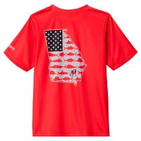 Youth Columbia Red Georgia Bulldogs Terminal Tackle Omni-Shade T-Shirt