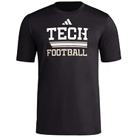 Men's adidas  Black Georgia Tech Yellow Jackets Sideline Strategy Glow Pregame T-Shirt