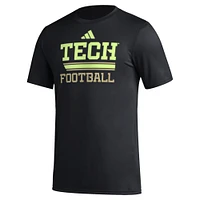Men's adidas  Black Georgia Tech Yellow Jackets Sideline Strategy Glow Pregame T-Shirt