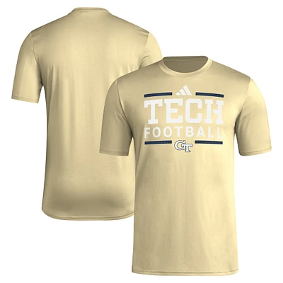 Men's adidas Gold Georgia Tech Yellow Jackets Locker Football Pre-Game AEROREADY T-Shirt