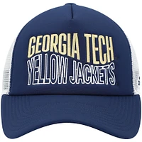 Men's adidas Navy/White Georgia Tech Yellow Jackets Wave Foam Trucker Snapback Hat