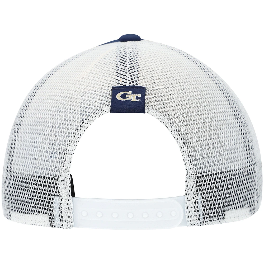 Men's adidas Navy/White Georgia Tech Yellow Jackets Wave Foam Trucker Snapback Hat
