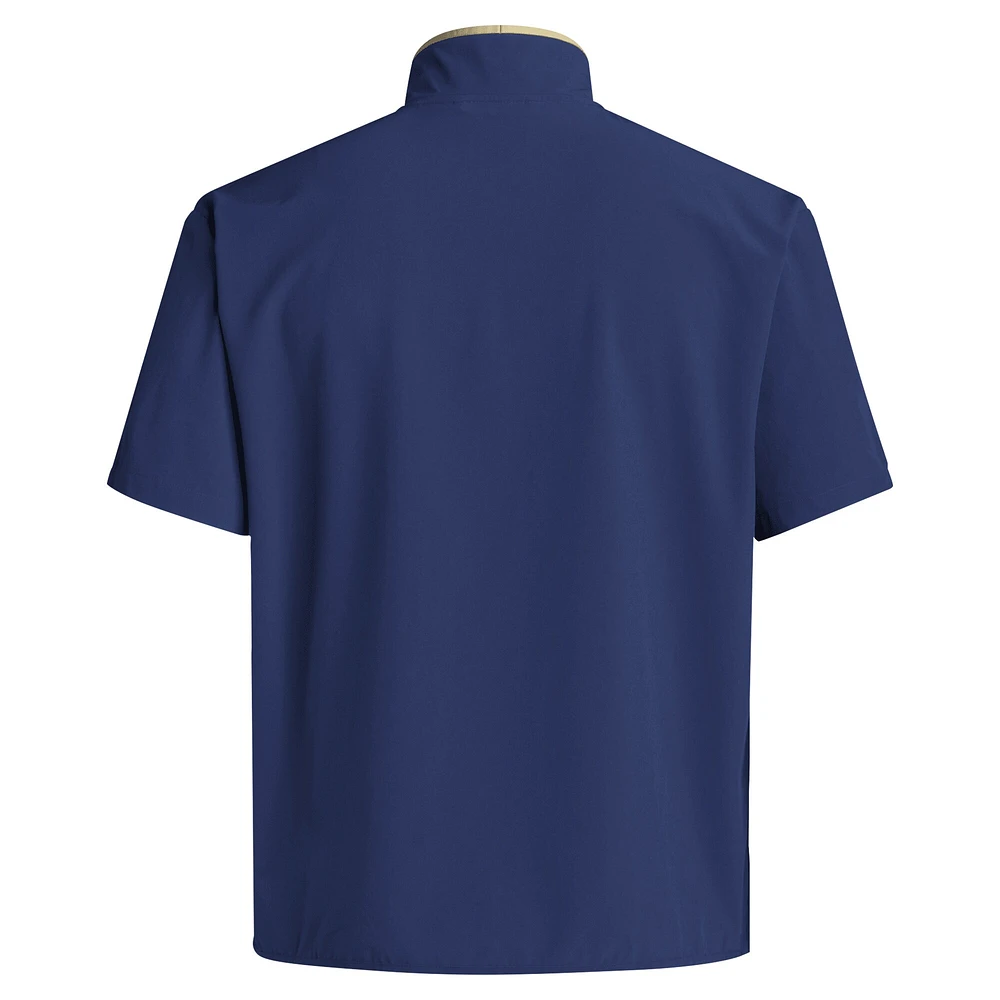 Men's adidas Navy Georgia Tech Yellow Jackets 2024 Coaches Sideline Half-Zip Short Sleeve Jacket