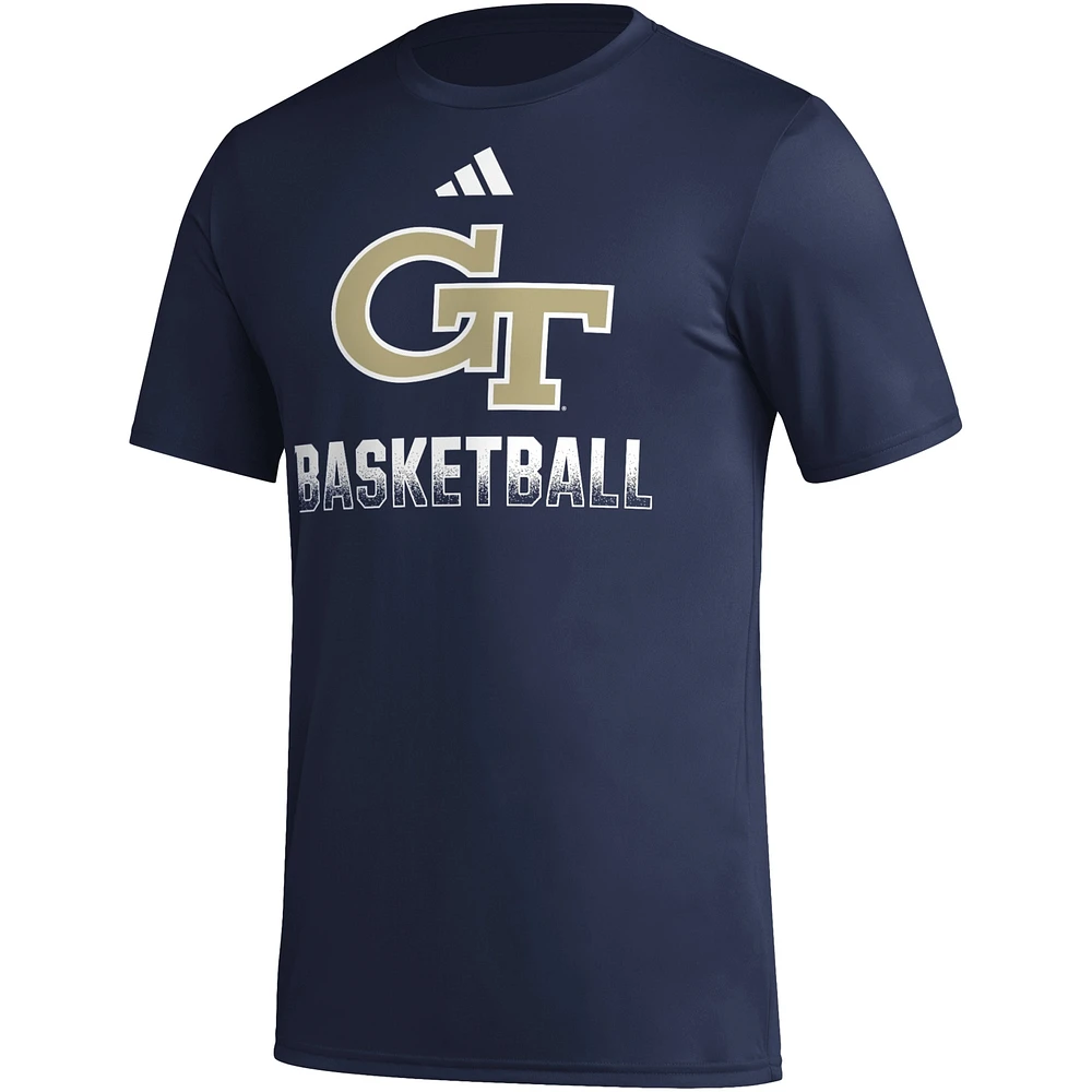 Men's adidas  Navy Georgia Tech Yellow Jackets Fadeaway Basketball Pregame AEROREADY T-Shirt