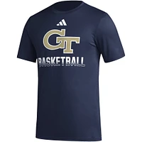 Men's adidas  Navy Georgia Tech Yellow Jackets Fadeaway Basketball Pregame AEROREADY T-Shirt