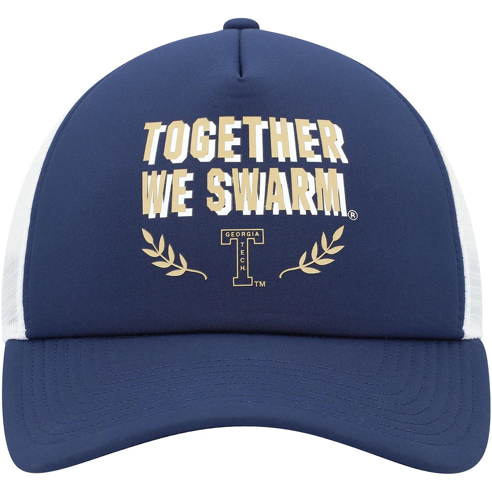 Men's adidas Navy Georgia Tech Yellow Jackets Phrase Foam Front Trucker Adjustable Hat