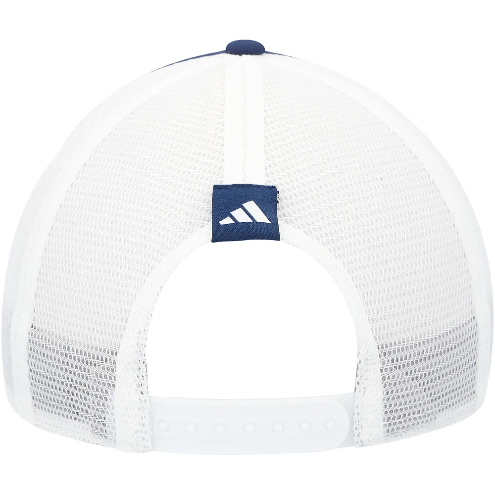 Men's adidas Navy Georgia Tech Yellow Jackets Phrase Foam Front Trucker Adjustable Hat