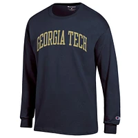 Men's Champion  Navy Georgia Tech Yellow Jackets Basic Arch Long Sleeve T-Shirt
