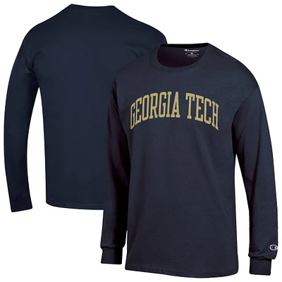 T-shirt à manches longues Basic Arch bleu marine pour homme des Yellow Jackets de Georgia Tech