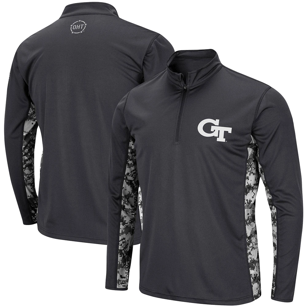 Men's Colosseum Charcoal Georgia Tech Yellow Jackets OHT Military Appreciation Digital Camo Lightweight Quarter-Zip Pullover
