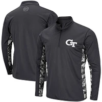 Men's Colosseum Charcoal Georgia Tech Yellow Jackets OHT Military Appreciation Digital Camo Lightweight Quarter-Zip Pullover