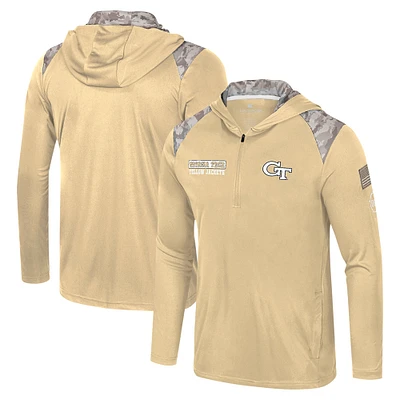 Veste à capuche glissière quart de tour OHT Military Appreciation pour homme Colosseum Gold Georgia Tech Yellow Jackets