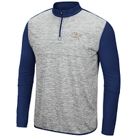 Vestes Georgia Tech jaunes pour hommes Colosseum Grey/Navy Jacket Prospect Space-Dye Quarter-Zip
