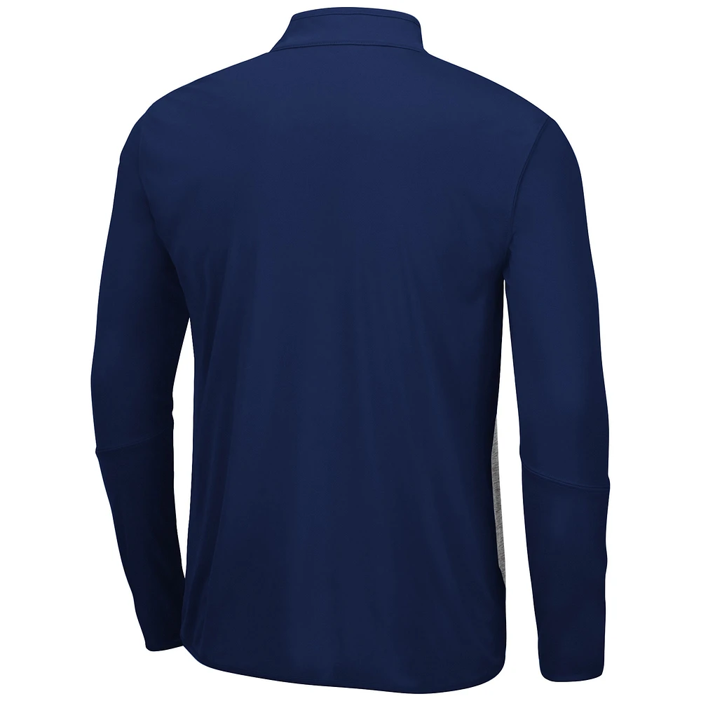 Vestes Georgia Tech jaunes pour hommes Colosseum Grey/Navy Jacket Prospect Space-Dye Quarter-Zip