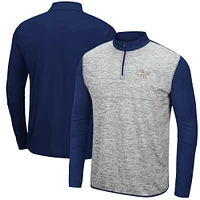 Vestes Georgia Tech jaunes pour hommes Colosseum Grey/Navy Jacket Prospect Space-Dye Quarter-Zip