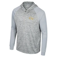 Men's Colosseum Gray Georgia Tech Yellow Jackets Cybernetic Raglan Quarter-Zip Hooded Top