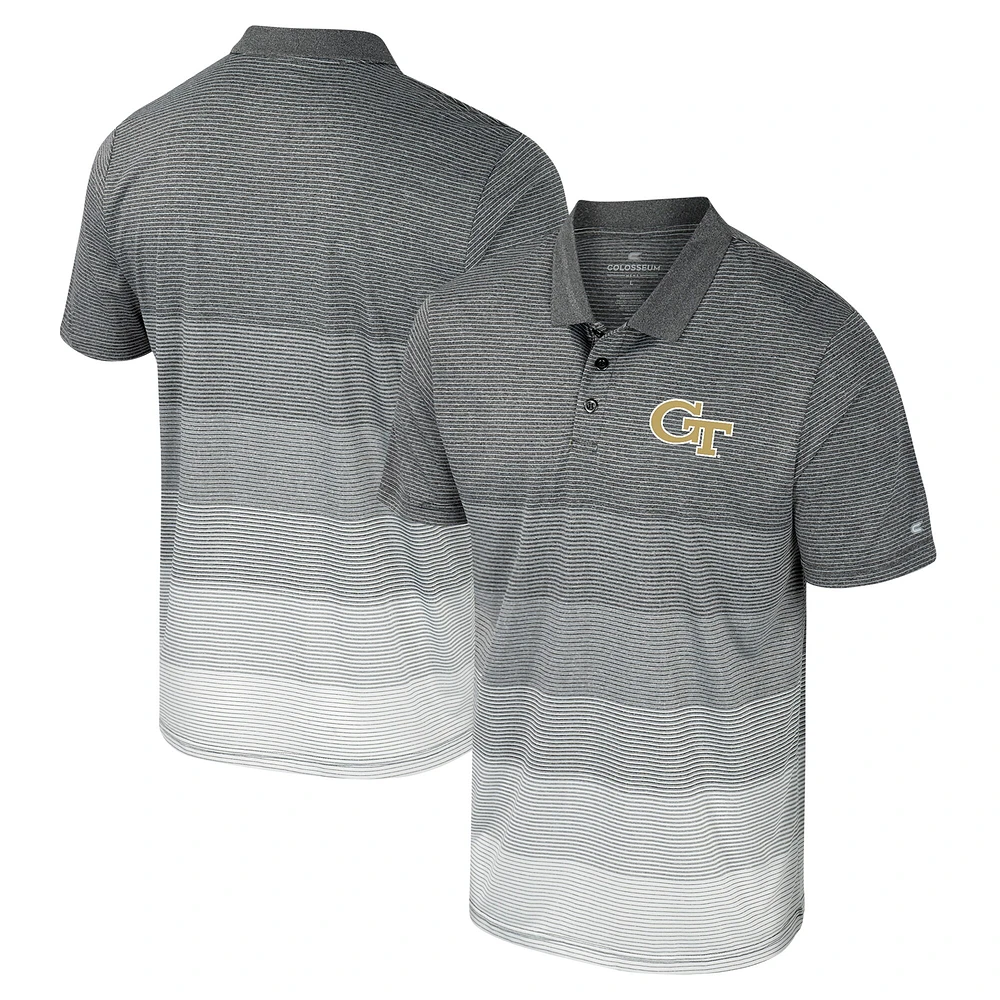 Polo en maille rayé pour hommes, gris Colosseum, vestes Georgia Tech jaune