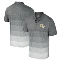 Polo en maille rayé pour hommes, gris Colosseum, vestes Georgia Tech jaune
