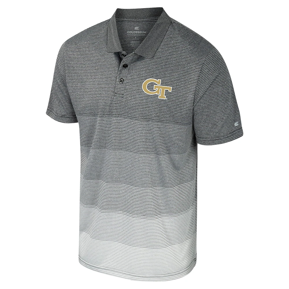 Polo en maille rayé pour hommes, gris Colosseum, vestes Georgia Tech jaune