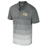 Polo en maille rayé pour hommes, gris Colosseum, vestes Georgia Tech jaune