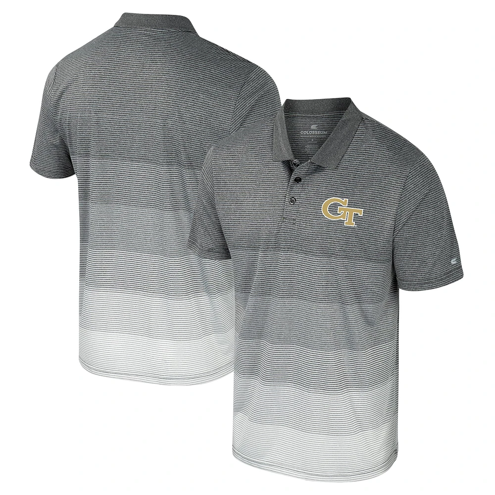 Polo en maille rayé pour hommes, gris Colosseum, vestes Georgia Tech jaune