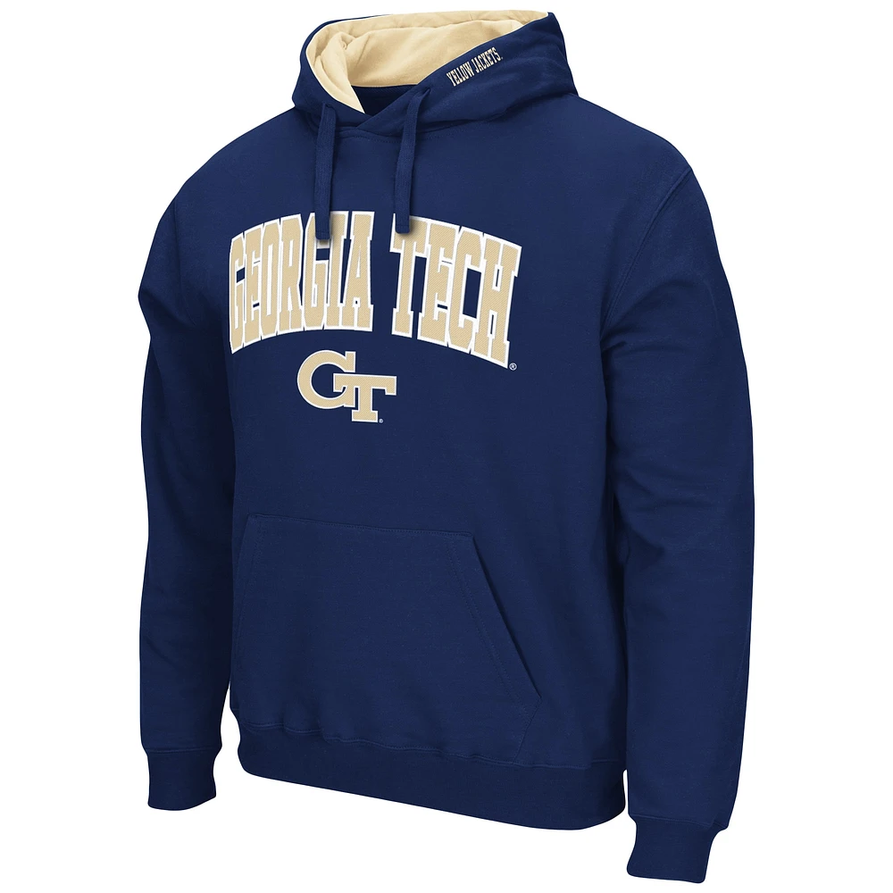 Colosseum Navy Georgia Tech Yellow Jackets Arch and Logo Pull à capuche pour hommes