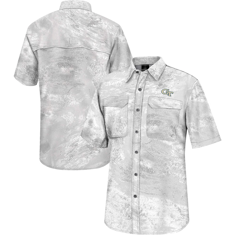 Men's Colosseum White Georgia Tech Yellow Jackets Realtree Aspect Charter Full-Button Fishing Shirt