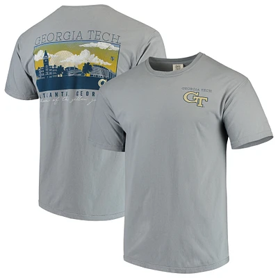 Men's Gray Georgia Tech Yellow Jackets Team Comfort Colors Campus Scenery T-Shirt