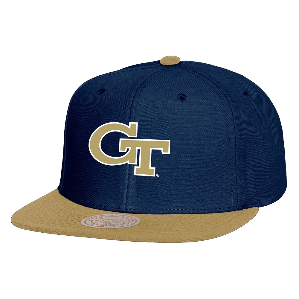 Casquette Snapback 2-Tone 2.0 Mitchell & Ness pour hommes, bleu marine/or, Georgia Tech Yellow Jackets