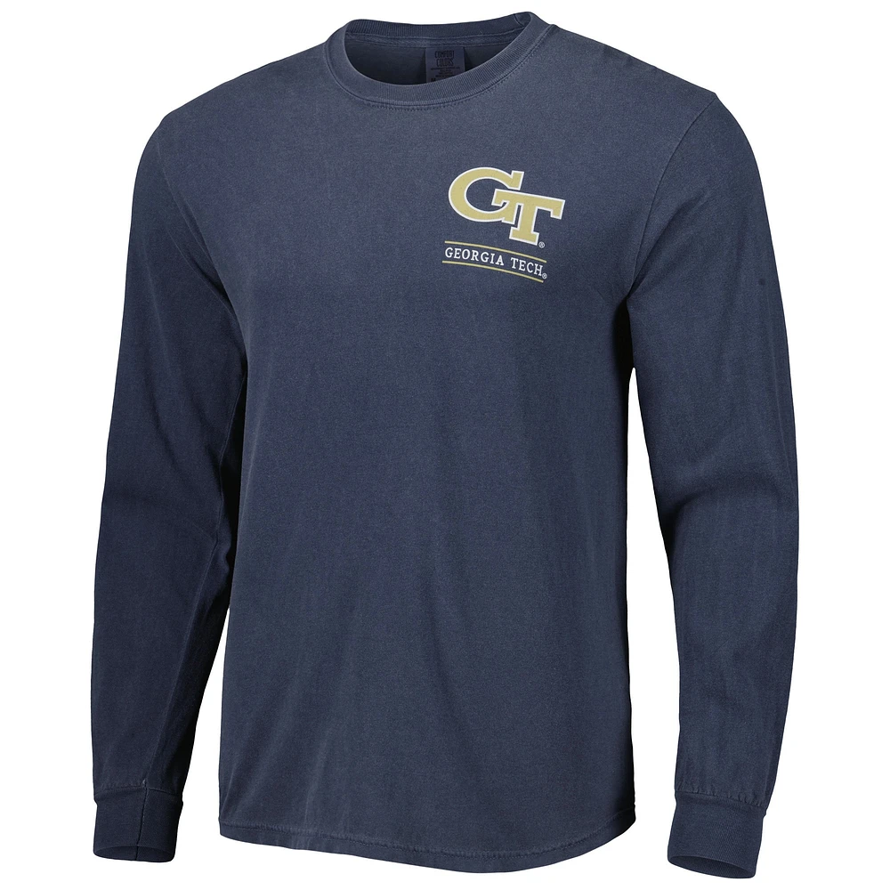 Men's Navy Georgia Tech Yellow Jackets Circle Campus Scene Long Sleeve T-Shirt
