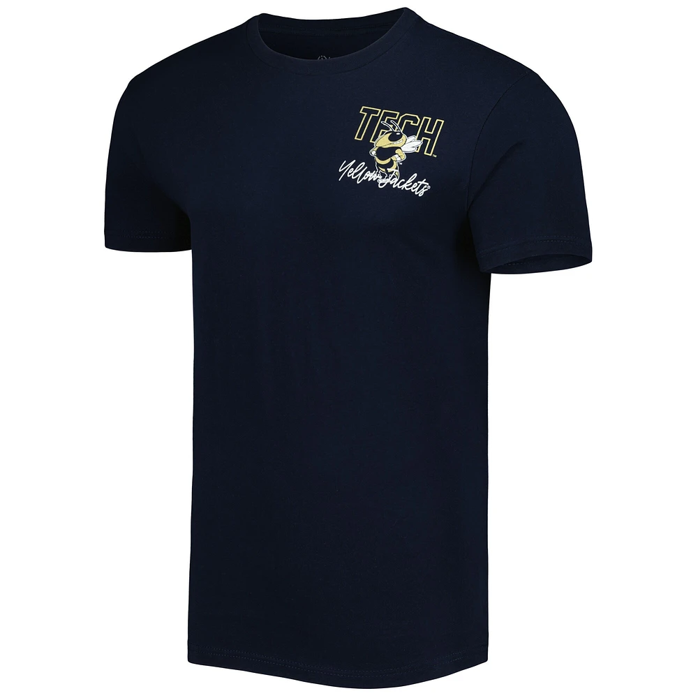 T-shirt pour homme bleu marine Georgia Tech Yellow Jackets Vintage Through the Years Two-Hit