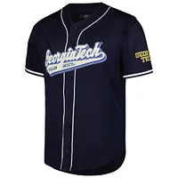 Men's Pro Standard Navy Georgia Tech Yellow Jackets Mesh Full-Button Replica Baseball Jersey